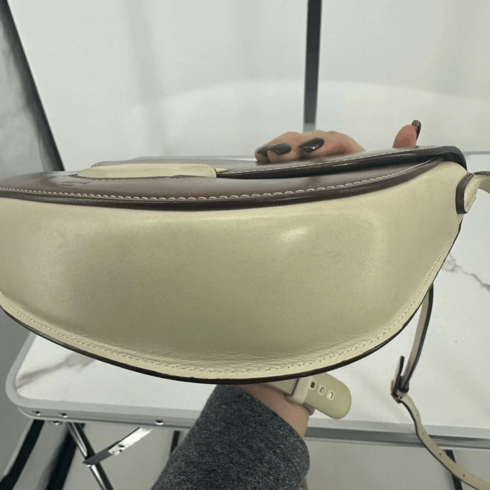 Celine 2016 Phoebe Philo Trotteur Crossbody Flap Bag Two Tone Beige Brown
